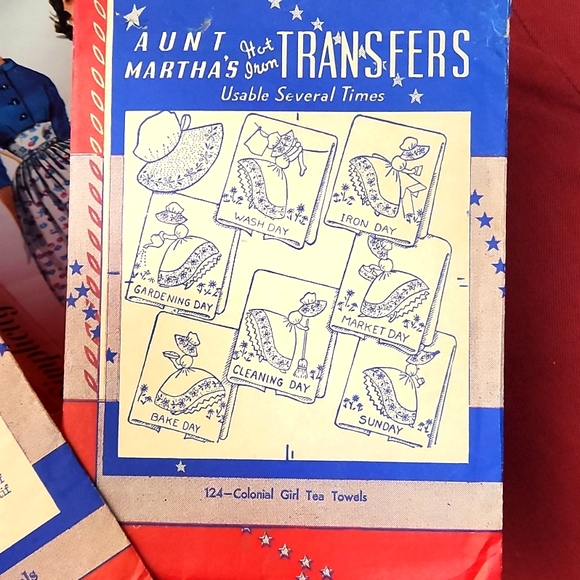 Vintage Aunt Martha's hot iron transfers Tea towels - Picture 2 of 3